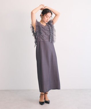 Green Parks ・Ｒａｉｌｍｅ　ＳＥＴ２点　レースブラウス＆ワンピ Charcoal Gray