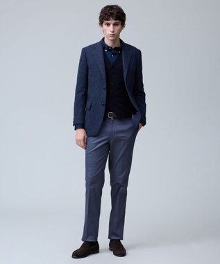 J.PRESS MEN 洗練されたシルエットと機能美【ストレッチ】トリコチン ステムテーパードパンツ グレー系