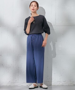 ANY 【ウエストゴム/UVケア/接触冷感】清涼リラックスワイドパンツ ブルー