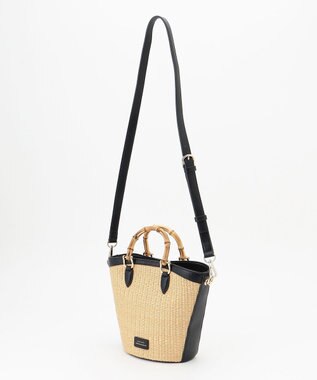 23区 【CLASSY.6月号掲載/Oggi4月号掲載】雑材 バンブー ハンドル ショルダー ブラックミックス