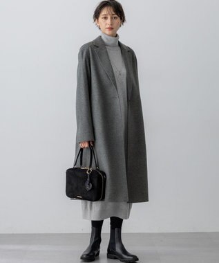 23区 S 【洗える】カシミヤブレンド タートルネック ニットワンピース ライトグレー系