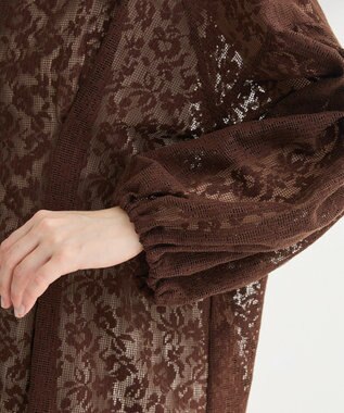 Green Parks メッシュレースタック入りプルオーバー Brown