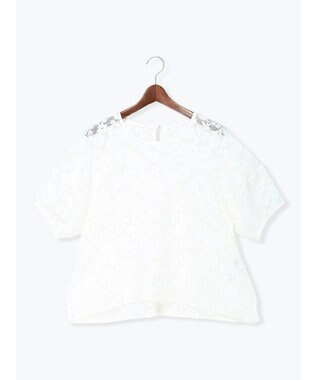 Te chichi メッシュレースボリュームスリーブブラウス オフホワイト