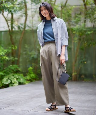 ANY 【UVケア/接触冷感/洗濯機可能】クールＵＶドルマンシャツ ブルーストライプ