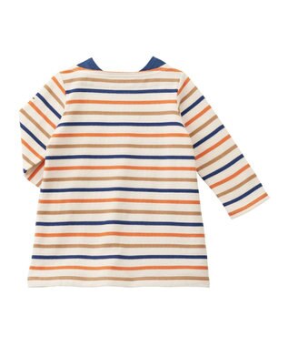 MIKI HOUSE HOT BISCUITS 【80-120cm】 ボーダー柄 長袖ワンピース オレンジ