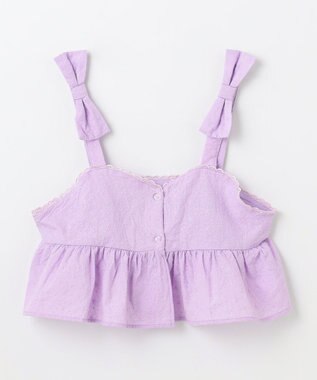 ANY KIDS キャミソール付き 長袖Tシャツ ラベンダー×オフホワイト