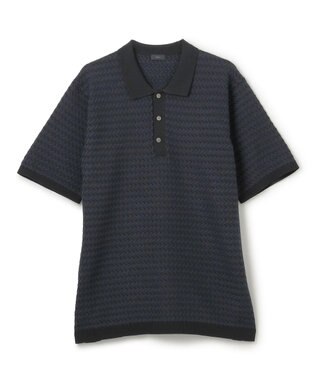 JOSEPH HOMME ヘリンボンボーダー　ポロ ネイビー系