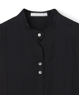 BEIGE， GOSHE / サテン切替 シアースタンドブラウス Black