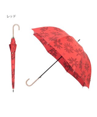 MOONBAT 【耐風】ランバン オン ブルー (LANVIN en Blue) 長傘 サテン ビッグフラワー レッド