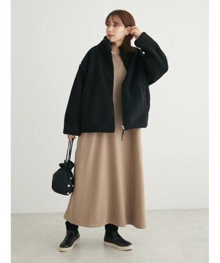 Green Parks スタンドカラーボアブルゾン Black