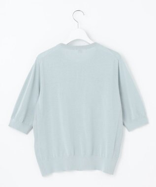 J.PRESS LADIES 【洗える・抗菌防臭】コットンアセテート クルーネック カーディガン シーブルー系