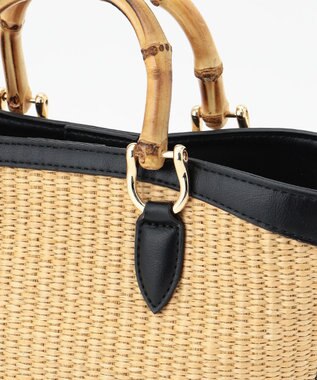 23区 【CLASSY.6月号掲載/Oggi4月号掲載】雑材 バンブー ハンドル ショルダー ブラックミックス