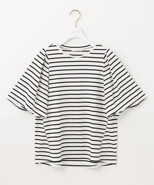 ANY SIS 【UVケア】プレーティングジャージー フレアスリーブ カットソー ボーダー