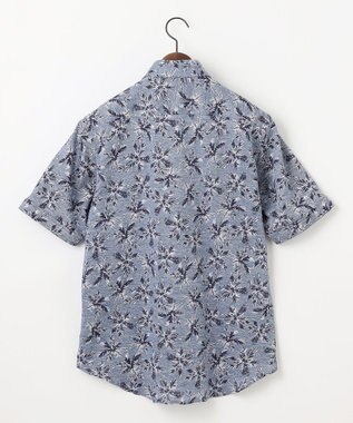 JOSEPH ABBOUD 【吸水速乾/ストレッチ/ノルマンディーリネン】リネンハニカム プリントジャージー シャツ サックスブルー系6