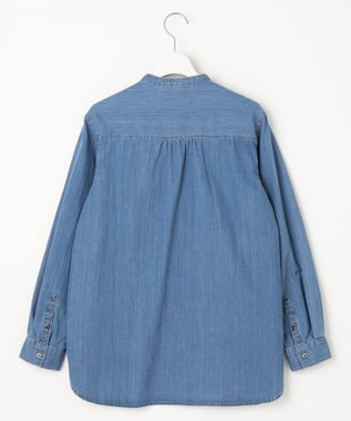 J.PRESS LADIES 【洗える・セットアップ対応】5ozバージラコンパクト ピンタック ブラウス ダルブルー系