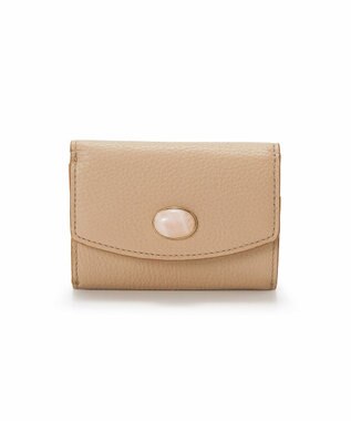 TOPKAPI 【TOPKAPI】gemdrops ジェムドロップ ミニエンボスレザー 天然石 三つ折り 財布 ピンクベージュ