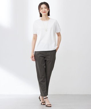 J.PRESS LADIES 【WEB限定カラーあり・洗える】コットンスムース ハシゴレース カットソー ホワイト系
