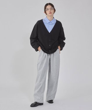 WEGO 【ウエストゴム/MLサイズ展開/ユニセックス着用ITEM】ボンディングワイドスウェットパンツ 杢グレー