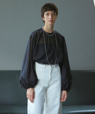 NAVE 【Nave】ブライトシアーボイル ギャザーブラウス ブラック系