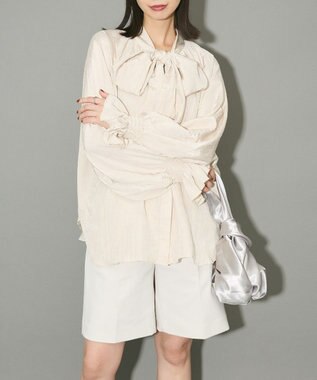 Green Parks ボウタイリボンブラウス Ivory