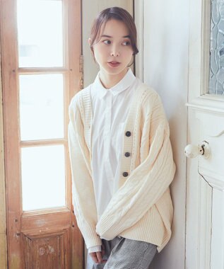 earth music&ecology アンチピリングケーブルカーディガン