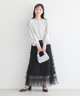 earth music&ecology パール＆ビジューカーディガン Gray