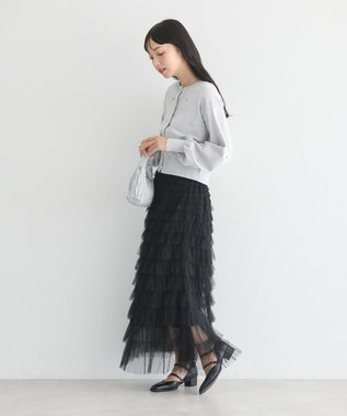 earth music&ecology パール＆ビジューカーディガン Gray