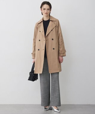 ICB 【2WAY仕様】メモリーストレッチタフタ トレンチコート アプリコットベージュ