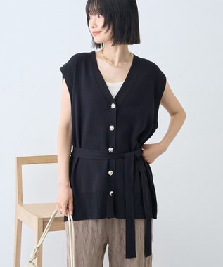 AMERICAN HOLIC 金ボタンニットジレ Black
