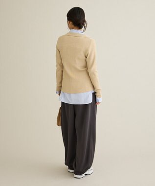 CRAFT STANDARD BOUTIQUE 襟付きコンパクトリブニットカーディガン Beige