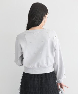 earth music&ecology パール＆ビジューカーディガン Gray