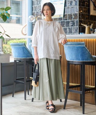 自由区 【洗える・XSサイズあり】ジオメトリックエンブロイダリー ブラウス アイボリー系