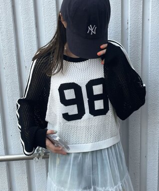 WEGO ラグランショートメッシュニット 柄1