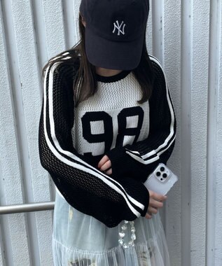 WEGO ラグランショートメッシュニット 柄1