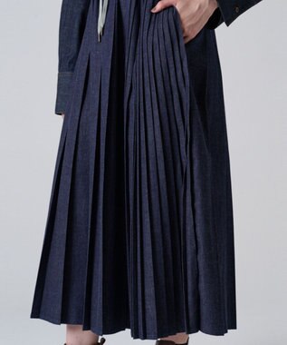 Ripo trenta anni 【ブランド人気】PLEATS RELAX LONG SK プリーツデニムスカート INDIGO
