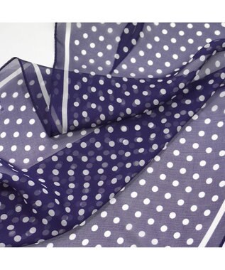 Marca ＜洗えるシルク＞ドット 菱形スカーフ Marcaオリジナル ウォッシャブルシルクローン ネイビー