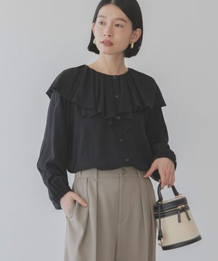 AMERICAN HOLIC サラックール衿フリルラグランブラウス Black