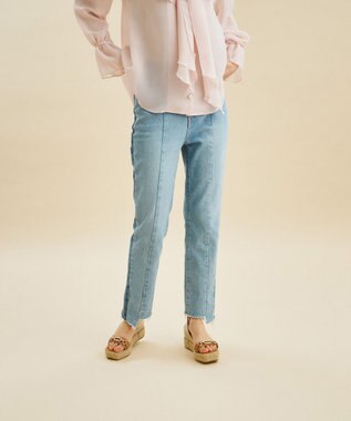 GRACE CONTINENTAL カットオフスリムデニムパンツ サックス