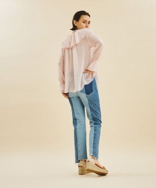 GRACE CONTINENTAL カットオフスリムデニムパンツ サックス