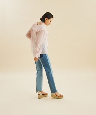 GRACE CONTINENTAL カットオフスリムデニムパンツ サックス