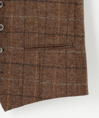 JOSEPH ABBOUD 【ツィード/UKファブリック】ツイード  ウィンドーペン ベスト ダークブラウン系4