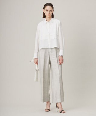 ICB 【洗える】 クリーンブロード クロップドブラウス オフホワイト系