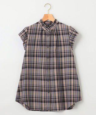 組曲 S 【リボンタイ付き】シアーツイルチェック ブラウス パープル系3