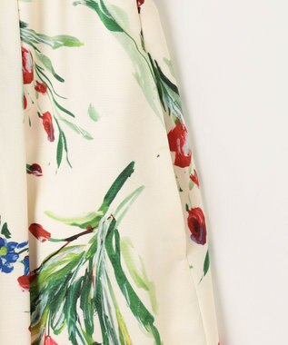 自由区 S 【洗える】ペイントタッチフラワープリント スカート アイボリーベース