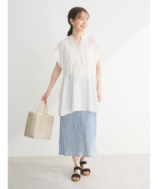 Green Parks ウエストドロストフレンチスリーブチュニック Off White