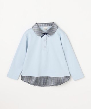 組曲 KIDS 【110-140㎝】 ミニチェック レイヤードトップス サックスブルー