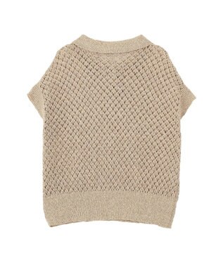 Green Parks 衿付き透かし編みニットプルオーバー Beige