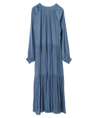 earth music&ecology サテンティアードワンピース Blue