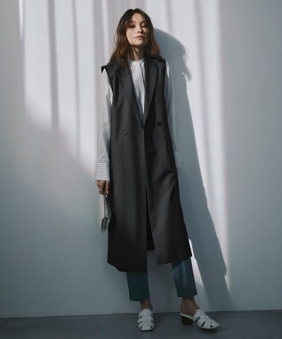 ICB 【洗える】T/Cストレッチサテン スティックパンツ ライトブルーグレー系