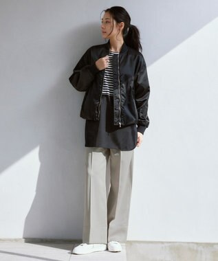 ICB L 【CLASSY.1月号掲載・2WAY・洗える】 クリアサテン ワイドストレートパンツ ベージュ系